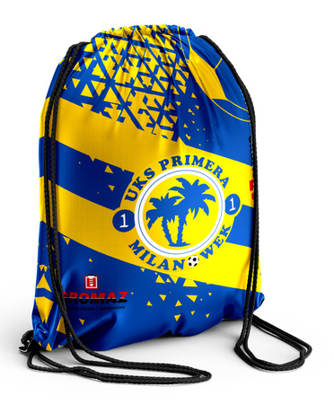 Worek na plecy UKS PRIMERA – sublimacja, logo UKS PRIMERA, indywidualny wzór, w klubowym stylu