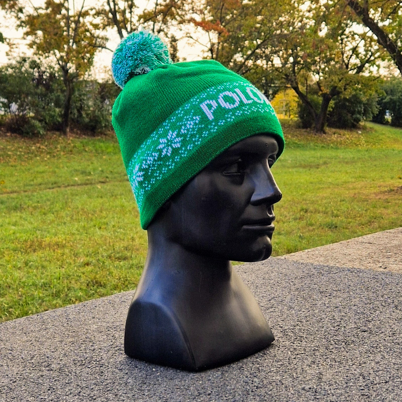 Czapka zimowa POLONEZ WARSZAWA z pomponem – bawełna