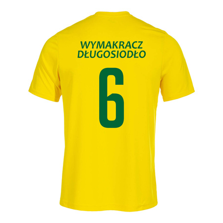 Koszulka Joma Combi WYMAKRACZ DŁUGOSIODŁO żółta – sportowa koszulka z herbem i numerem dla kibiców i zawodników z Długosiodła
