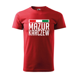 Koszulka lifestyle MAZUR KARCZEW czerwona – nadruk DTF, nazwa i barwy klubowe