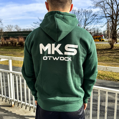 Bluza z kapturem MKS OTWOCK zielona – bawełniana kangurka z herbem DTF i nazwą na plecach, personalizowana