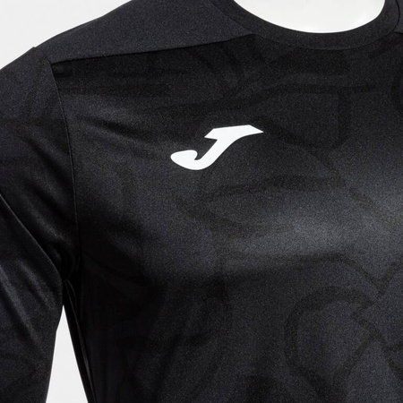 Zestaw bramkarski Joma Zamora IX 103730.100 - trójczęściowy komplet męski, czarna koszulka z długim rękawem, elastyczne szorty, profesjonalne getry, sublimowany wzór