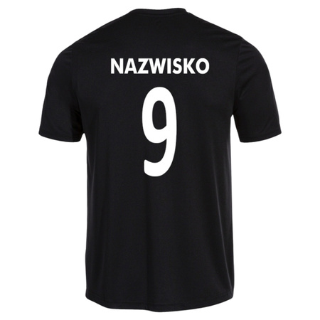 Koszulka meczowa Jedność Warszawa czarna – herb klubu, nazwisko i numer zawodnika