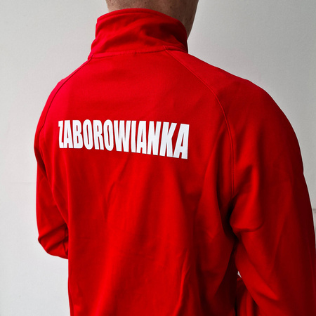 Bluza treningowa ZABOROWIANKA czerwona – z suwakiem, herbem na piersi i nazwą klubu na plecach dla kibiców Zaborowa