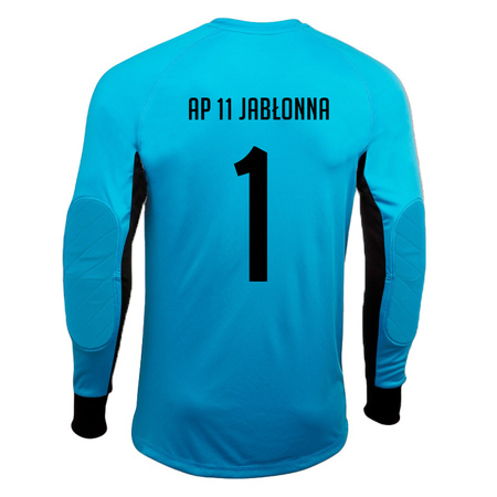 Zestaw bramkarski AP11 JABŁONNA niebieski bluza, spodenki, getry z herbem DTF i numerem
