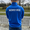 Bluza treningowa JOMA MAZOWSZE GRÓJEC niebieska czesana tkanina z suwakiem, herb DTF i nazwa klubu, personalizowana dla kibiców