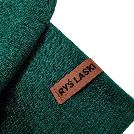 Zestaw zimowy czapka + komin RYŚ LASKI – zielony, naszywka klubowa, ciepły