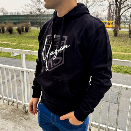 Bluza z kapturem MAZUR KARCZEW czarna – nadruk DTF, napis i herb, barwy klubowe