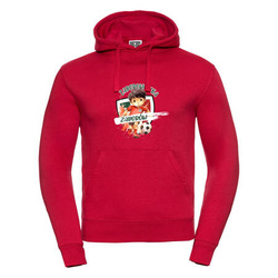 Bluza z kapturem dla dzieci ZABOROWIANKA czerwona – bawełniana kangurka z nadrukiem dla młodych kibiców Zaborowa