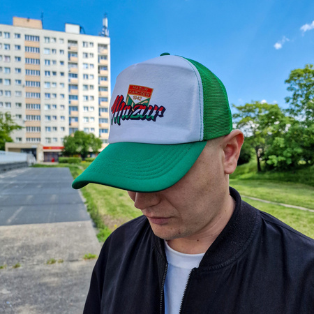 Czapka trucker 3803 MAZUR KARCZEW biało-zielona – sublimacja, barwy klubowe