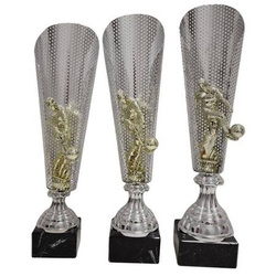 Zestaw pucharów BI BIE.MAGIC.9 H38 H37 H34 – srebrno-złote trofea piłkarskie