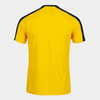 Koszulka piłkarska Joma Eco Champion 102748.903 - żółto-granatowa, krótki rękaw, materiał z recyklingu, wstawki kontrastowe, t-shirt ekologiczny