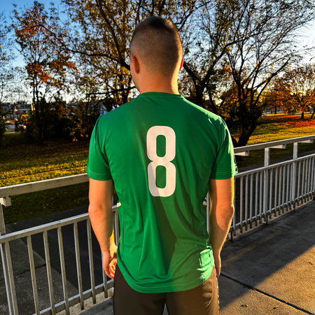 Koszulka treningowo-meczowa POLONEZ WARSZAWA zielona - herb 3D i numer na plecach