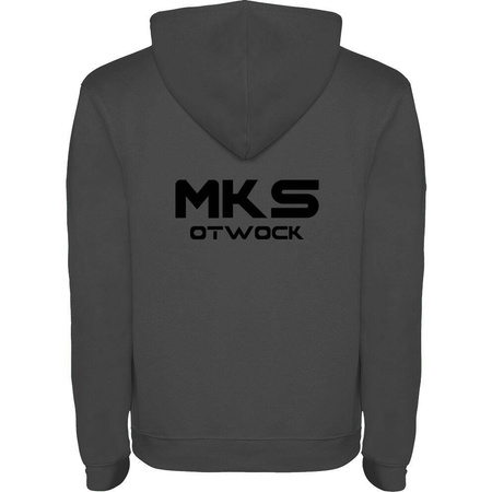Bluza z kapturem MKS OTWOCK szara – bawełniana kangurka z herbem DTF i nazwą na plecach, personalizowana