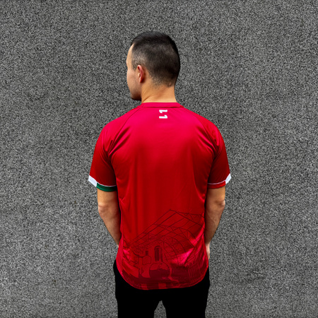 Koszulka meczowa I drużyny MAZUR KARCZEW – herb klubu i miasta, motyw Karczewa, nadruk numeru i napisu na plecach