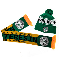Zestaw kibica KS Teresin – komplet w barwach klubowych z czapką zimową i szalikiem kibica