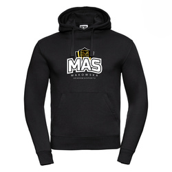 Bluza z kapturem MAKOWSKA AKADEMIA SPORTU czarna – bawełniana kangurka z nadrukiem DTF grafiki klubu, personalizowana