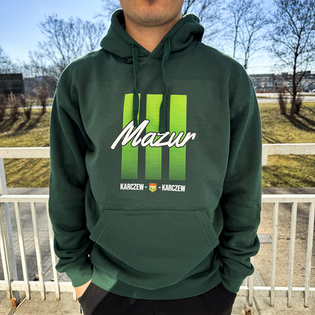 Bluza z kapturem MAZUR KARCZEW zielona – nadruk DTF, bawełna, barwy klubowe