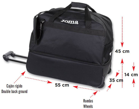 Torba Joma Trolley Training Bag 400004.100 rozmiar S czarna torba sportowa z rączką na kółkach wykonana z wysokiej jakości materiałów