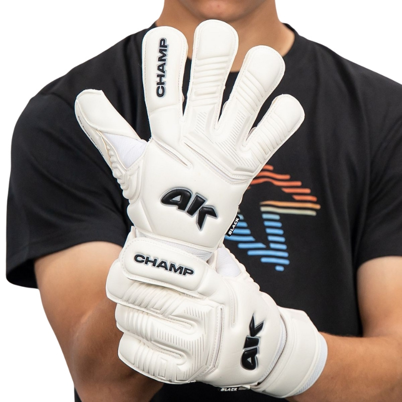 Rękawice bramkarskie 4KEEPERS Champ Black VII RF2G junior białe - krój