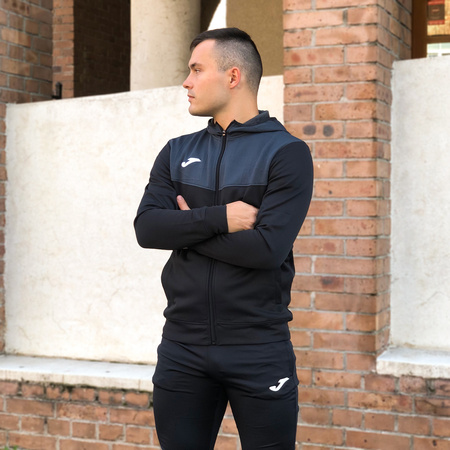 Bluza Joma Campus Street 103770.100 - czarno-szara, sportowa, z kapturem, na zamek, wygodna