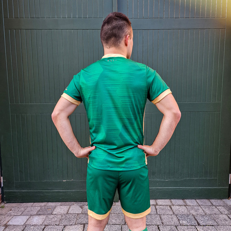 Koszulka meczowa AKADEMII MAZUR KARCZEW zielona – herb klubu i miasta, nadruk numeru i napisu na plecach