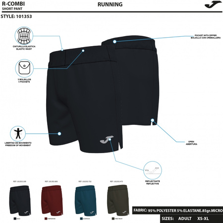 Spodenki Joma R-Combi 101353.100 – komfort i swoboda biegu w czarnym kolorze