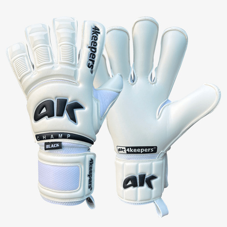 Rękawice 4Keepers Champ Black VI RF2G Junior z płynem do czyszczenia - technologia Super Soft Grip, krój Roll Finger 2nd Gen, elegancka biel