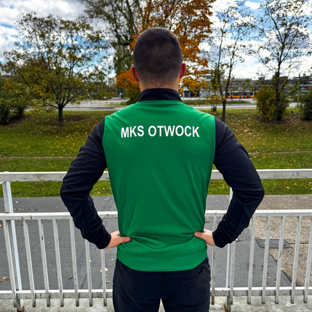 Bluza treningowa MKS OTWOCK zielono-czarna – z suwakiem, herbem DTF, nazwą na plecach, personalizowana