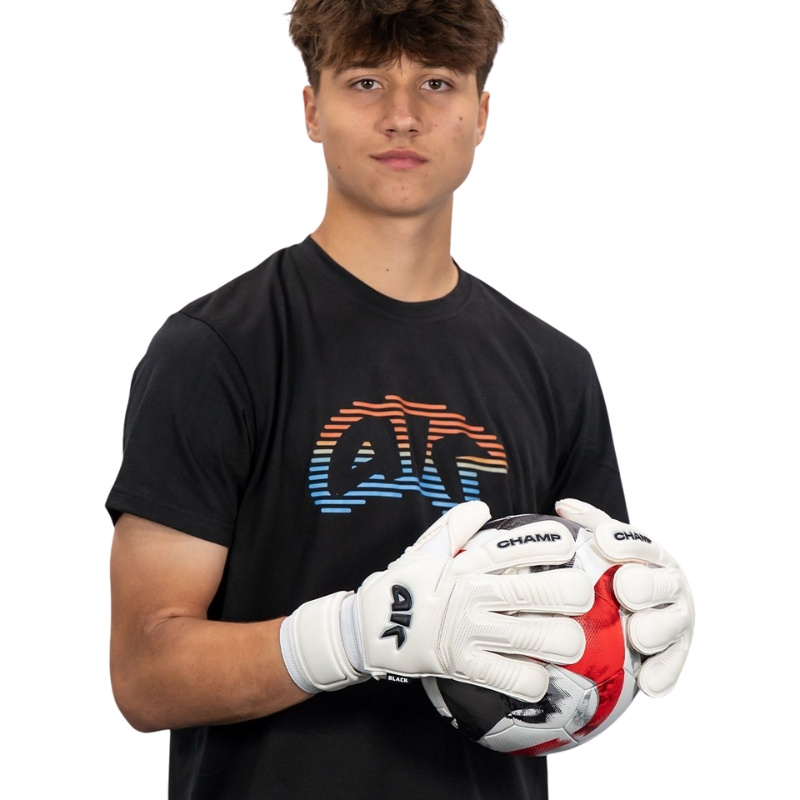 Rękawice bramkarskie 4KEEPERS Champ Black VII RF2G junior białe - pianka