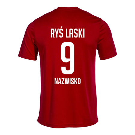 Koszulka meczowa RYŚ LASKI z nazwiskiem – herb żakardowy, numer, barwy klubowe