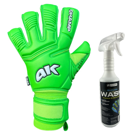 Rękawice 4Keepers Champ Colour Green VII RF2G junior z płynem do czyszczenia rękawic - wyróżniające się rękawice bramkarskie w rozmiarach juniorskich
