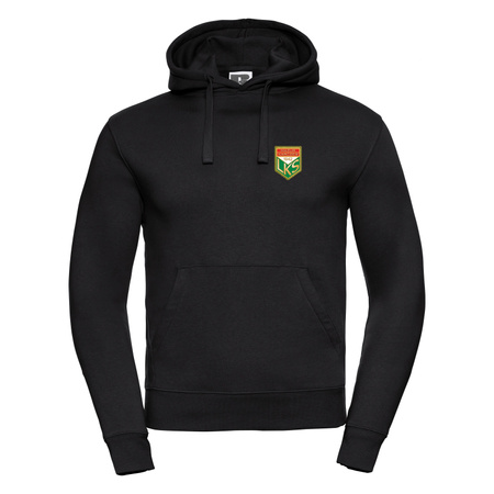 Bluza z kapturem MAZUR KARCZEW czarna – wszyty herb, nadruk DTF, barwy klubowe