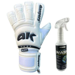 Rękawice 4Keepers Champ Black VI RF2G z płynem do czyszczenia - technologia Super Soft Grip, krój Roll Finger 2nd Gen, elegancka biel