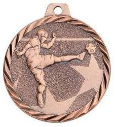 Medal piłkarski NZ20 – brązowy medal okolicznościowy z dynamiczną sylwetką piłkarza w uderzeniu