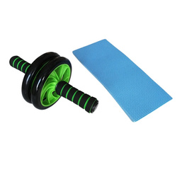 Podwójne kółko treningowe do ćwiczeń siłowych, rozciągających i rehabilitacyjnych – zestaw fitness z matą