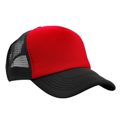 Czapka trucker 3803 czerwony przód, czarny daszek i siatka