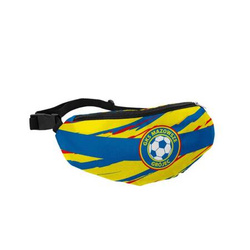 Saszetka nerka MAZOWSZE GRÓJEC – sonik z nadrukiem sublimacyjnym logo, w barwach niebiesko-żółtych, praktyczna dla kibiców