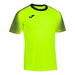 Koszulka piłkarska Joma Hispa III 101899.061 - fluorescencyjna zielona, krótki rękaw raglan, płaskie szwy flatlock, sitodrukowane logo