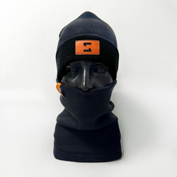 Zestaw zimowy ONZE czarny - czapka i komin z naszywką 