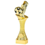 Statuetka piłkarska - ST.076 H25 – złota kolumna z piłką i butem dla mistrzów