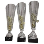 Zestaw pucharów BI BIE.MAGIC.9 H38 H37 H34 – srebrno-złote trofea piłkarskie