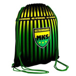 Worek na plecy MKS Ostrowianka z herbem i wzorem w pasy – żółto-zielono-czarny dla kibiców z Ostrowi Mazowieckiej