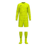 Zestaw bramkarski Joma Zamora IX 103730.998 - trójczęściowy komplet męski, fluorescencyjna żółta koszulka z długim rękawem, oddychające szorty, profesjonalne getry, sublimowany wzór