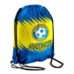 Worek na plecy MAZOWSZE GRÓJEC – sonik z nadrukiem sublimacyjnym logo i napisem, w barwach niebiesko-żółtych dla kibiców