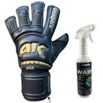 Rękawice 4Keepers Champ Gold Black VI RF2G z płynem do czyszczenia - technologia Giga Grip, krój Roll Finger 2nd Gen, ekskluzywny czarno-złoty design