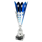 Puchar BI BIE.SERIE46 H56 – srebrno-niebieskie trofeum sportowe z personalizacją