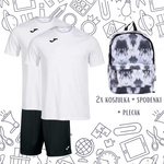 Zestaw szkolny JOMA – strój na WF dla ucznia z zapasową koszulką i plecakiem w biało-czarnych barwach