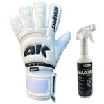 Rękawice 4Keepers Champ Black VI RF2G Junior z płynem do czyszczenia - technologia Super Soft Grip, krój Roll Finger 2nd Gen, elegancka biel