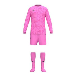 Zestaw bramkarski Joma ZAMORA IX 103730.529 - trzyczęściowy komplet w kolorze różowym, koszulka z długim rękawem i sublimowanym wzorem, elastyczne szorty, profesjonalne getry